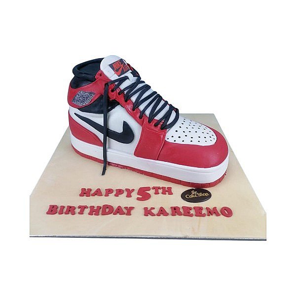 A cake in the shape of a sneaker