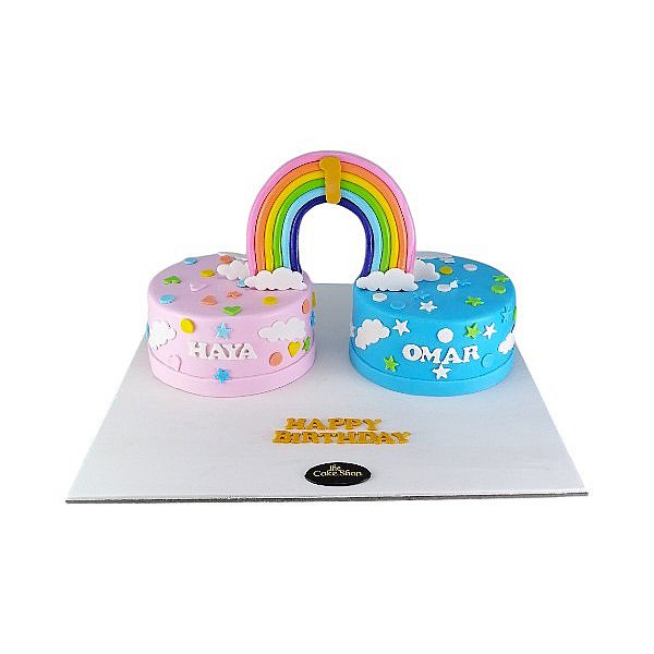 A cake for twins, a boy and a girl